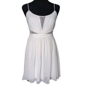 Hailey Logan By Adrianna Papell Women's 3/4 Ivory Sheer Sleeveless Mini Dress